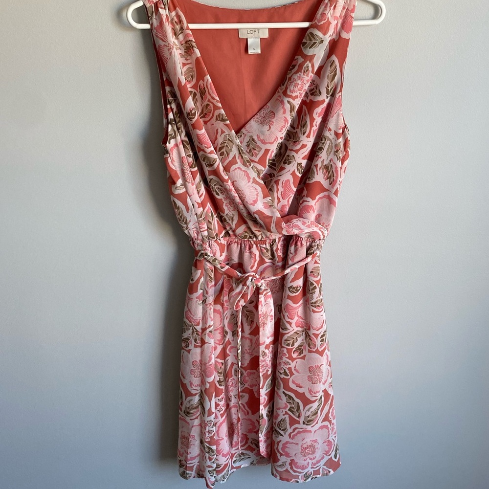 Loft Pink Floral Dress Size MEDIUM